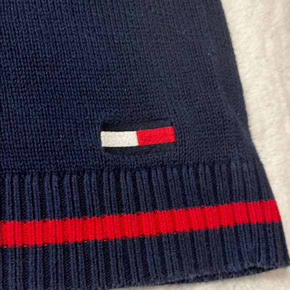 Tommy Hilfiger V-Neck Sweater Blue Red - Picture 2 of 8